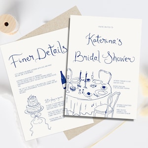 Hand Drawn Bridal Shower Invitation, Quirky Bridal Shower Invitation, Illustrated Bridal Invite, Whimsical party invite Bridal Shower Invite