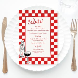 Red Italian Inspired Menu Template printable, Hand drawn line art Vino before vows menu pizza party food menu, menu scribble Italian menu