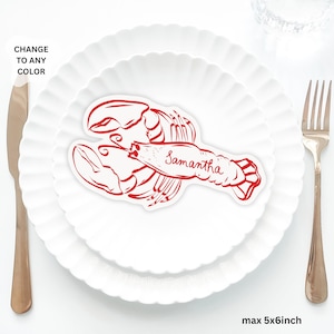Cray fish Place Cards Template, Whimsical Place Card, Lobster PlaceCard, Craw fish Editable Table, Red Cray quirky place card wedding card