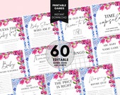 Baby Shower Games,Modern Baby Shower Game Bundle, Printable Games, The price is right, Baby Bingo Game, Santorini Blue Tiles Bougainvillea