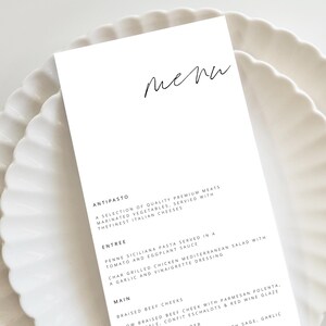 Minimalist Wedding Menu Template, Wedding Menu, Modern Wedding Menu, Printable Wedding Menu, Simple Menu Template Instant Download