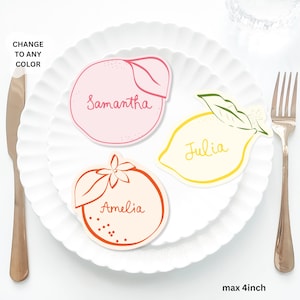 Lemon Place Cards Template Citrus Amalfi Mediterranean table name card Bridal shower Place Card table name card, Orange placecard Grapefruit