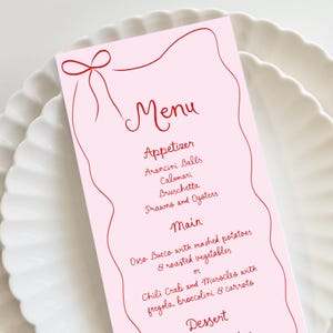 Pink Wedding Menu Template printable, Hand drawn line art illustrated wedding party food menu, Modern wedding menu scribble menu icons
