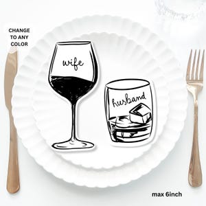 Wine glass Place Cards Template, Whimsical Place Card, Bride and groom glass Place Card, scotch tumbler card Table, Wine wedding place card
