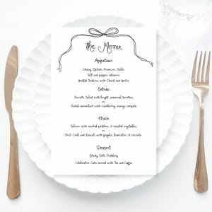 Whimsical Wedding Menu Template printable, Handwritten wedding party food menu, Hand drawn wedding menu scribble wedding decor