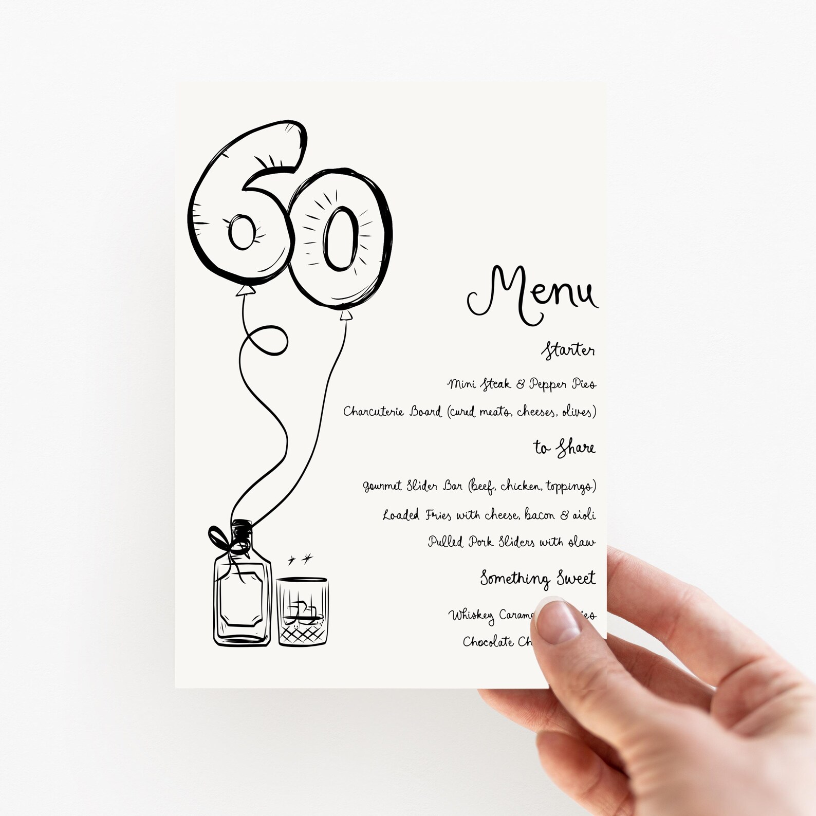 60th Birthday Menu Template Printable Whiskey Male Dinner Menu for 60th ...