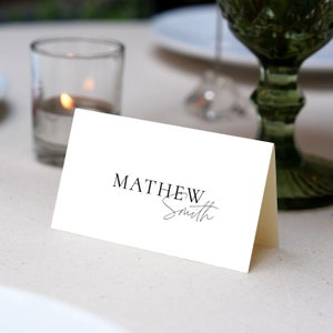 MINIMAL Wedding Place Cards Template, Editable Place Card, Black and White Wedding Place Card, Editable Wedding Table Name Card image 1