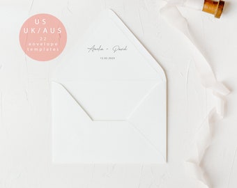 Liner Template, Printable Envelope Liner Template, Euroflap Envelope Liner, Modern Envelope Liner, Wedding Monogram, A7 Liner Template