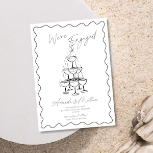 Hand-Drawn Engagement Party Invitation: Vintage Wine Glasses (Digital Download)
