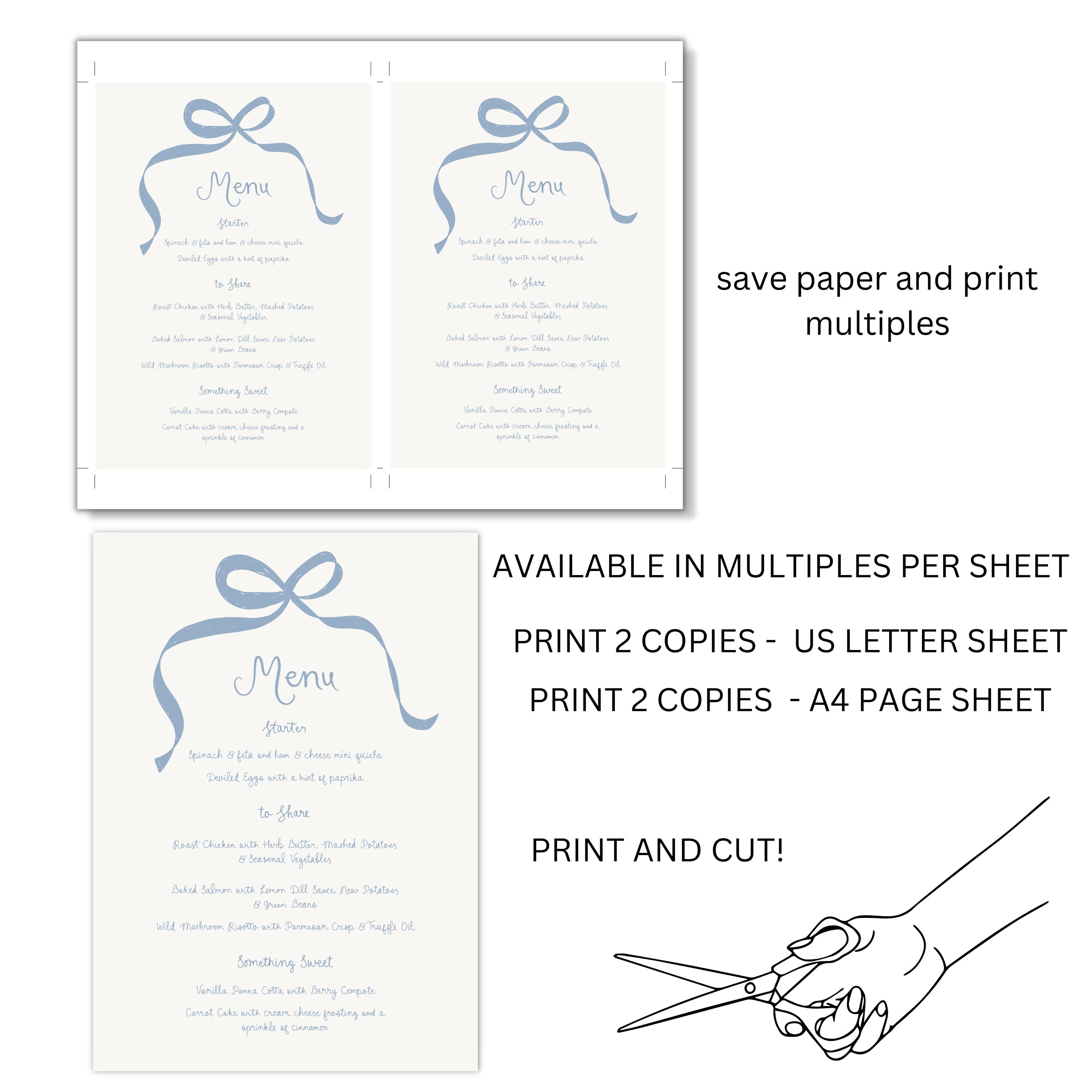 Easter Brunch Menu Template Printable, Blue Kitchen Tea Menu, Easter ...