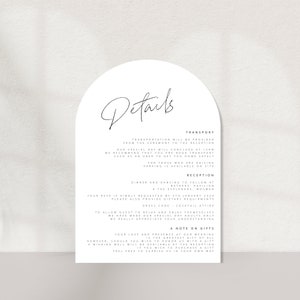 Modern Details Card, Minimalist Wedding Invitation Insert, Enclosure Card, Wedding Website, Accommodation, Editable, Arch Information Card