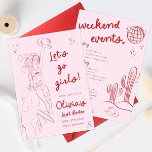 Disco Cowgirl Bachelorette Invitation and Itinerary Template, Let's get Nashty Bachelorette Party Invitation, Cowgirl Bachelorette Rodeo
