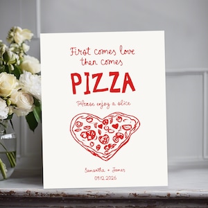 Pizza Bar Sign template, Heart Pizza Bar Wedding Sign Template, Engagement Pizza Bar Pizza Station printable, That&#39;s Amore Pizza Table Sign