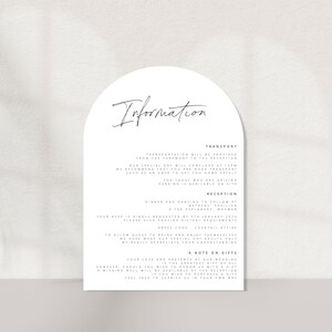 Modern Details Card, Minimalist Wedding Invitation Insert, Enclosure Card, Wedding Website, Accommodation, Editable, Arch Information Card
