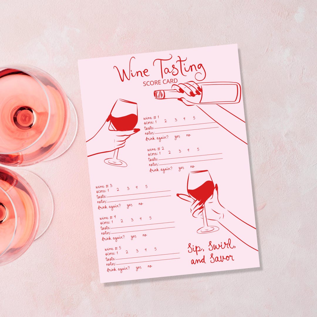 Wine Tasting Score Card Template, Adults Wine Tasting Game, Hens Party ...