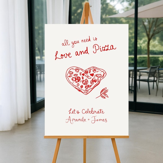 SAI10点　ビジュアルカード　セレブレーションディナー　AMOCAFE Pizza Rehearsal Dinner Welcome Sign, That's Amore Rehearsal Pizza
