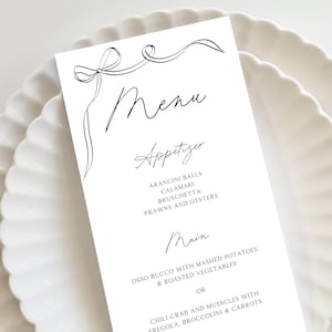 Whimsical Wedding Menu Template printable, Hand drawn wavy edge wedding party menu, Modern wedding menu scribble menu, Trendy menu printable