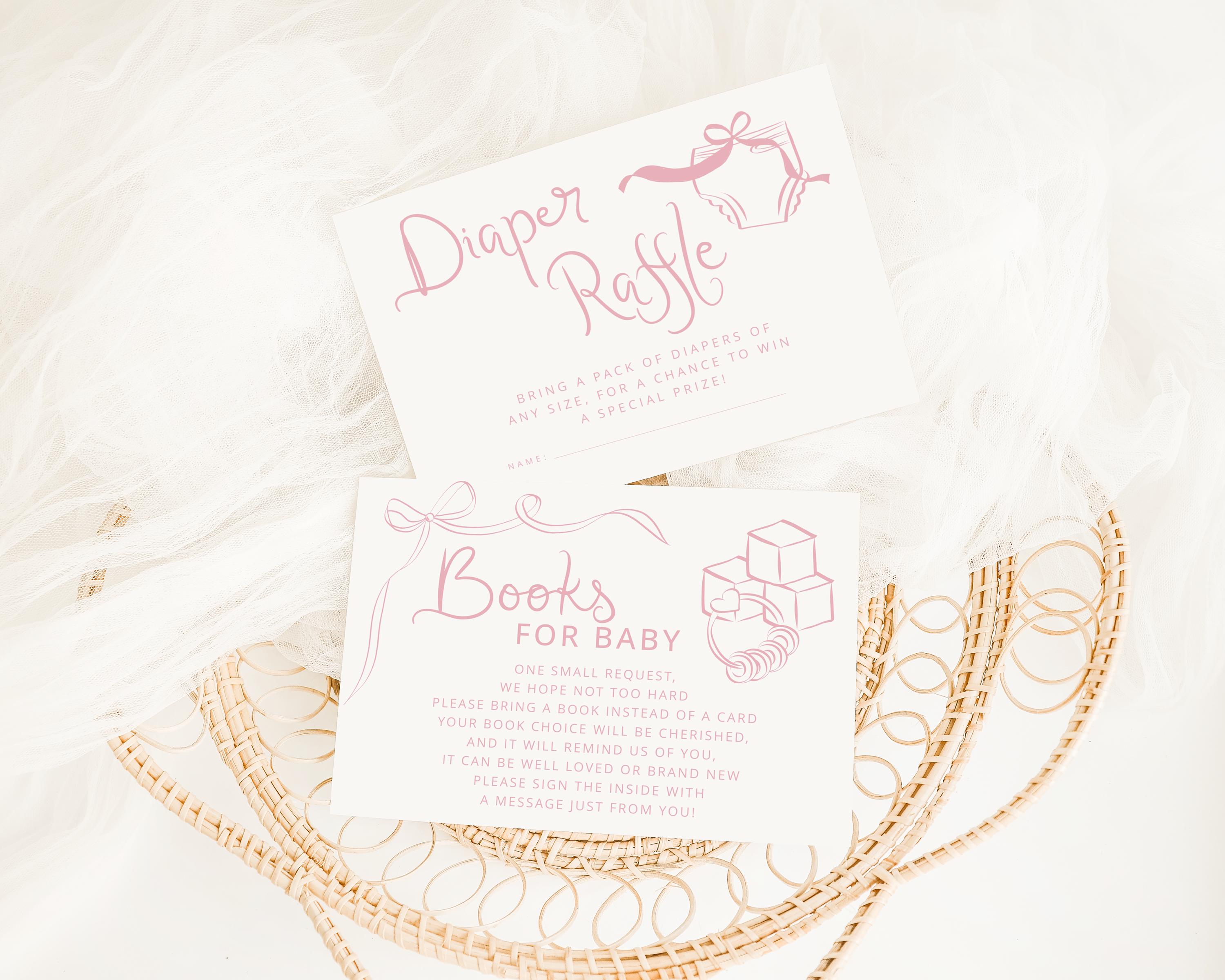 Hand Drawn Baby Shower Invitation Template, Whimsical Bow Baby Shower ...