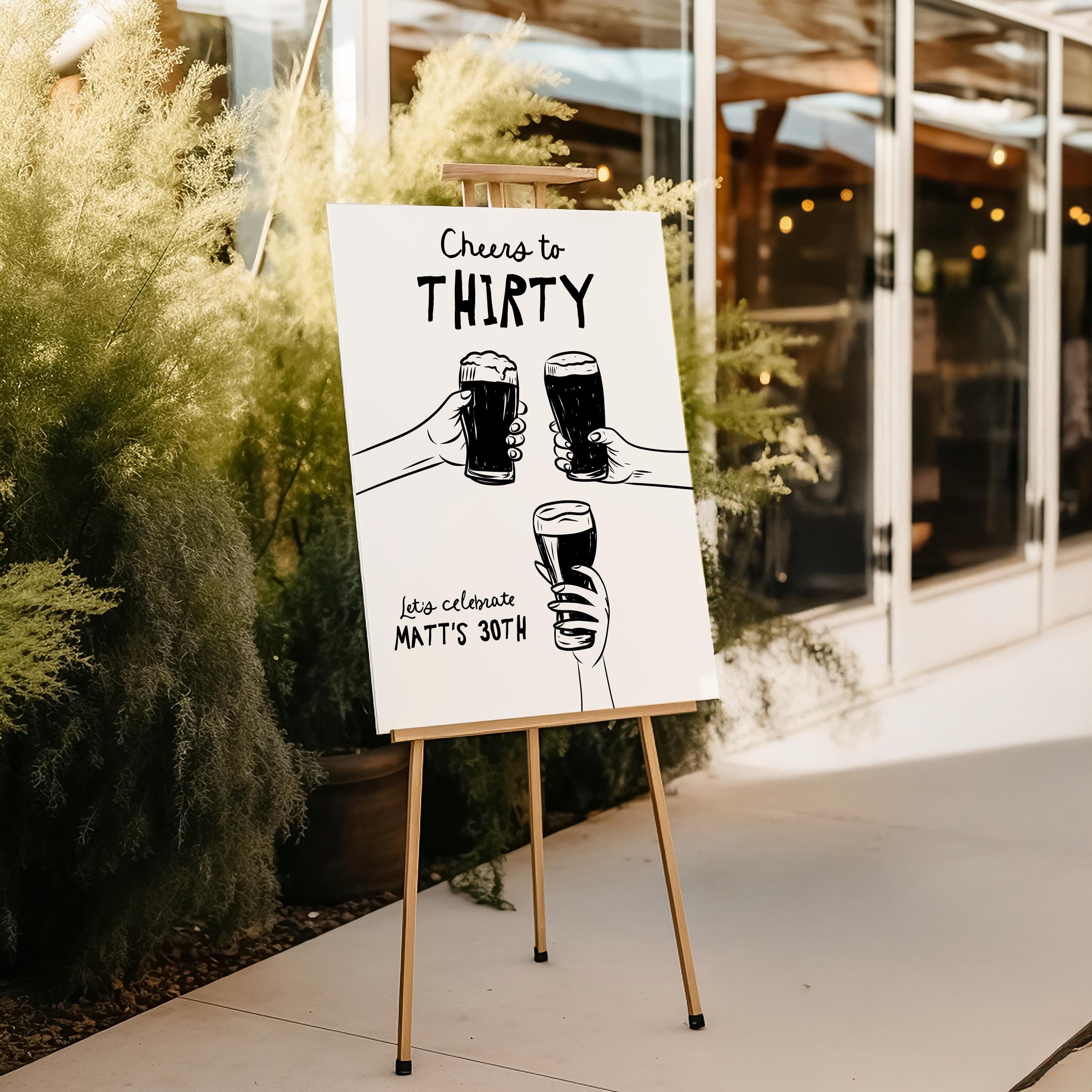 30th Birthday Welcome Sign Template, Male 30th Birthday Sign, Cheers to ...