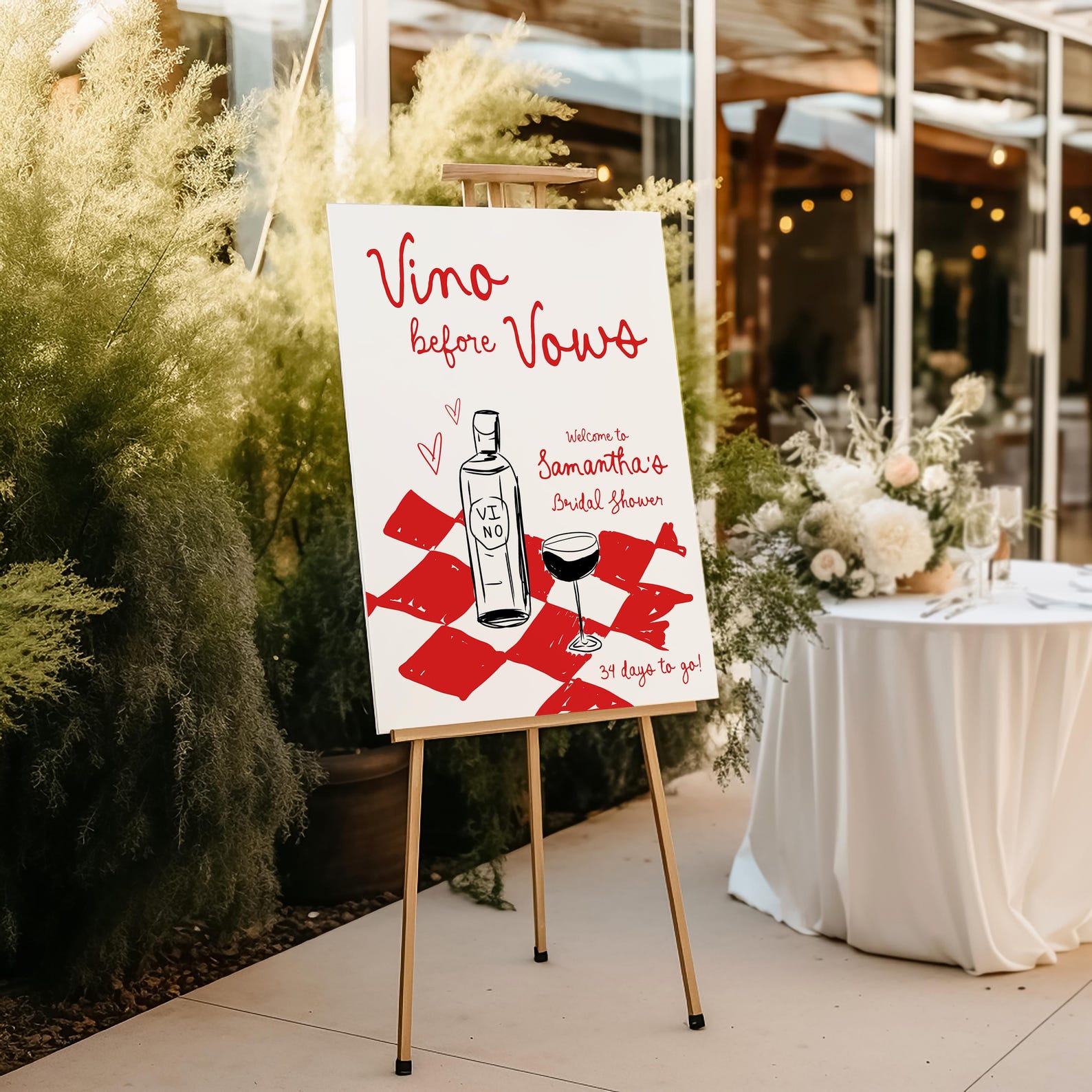 Vino Before Vows Bridal Shower Welcome Sign Template, Retro Bridal ...