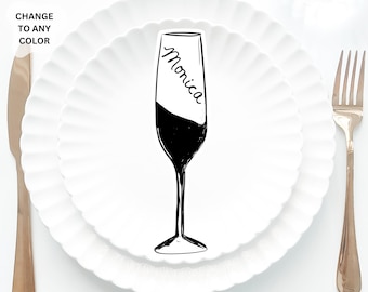 Wine glass Place Cards Template, Whimsical Place Card, Red wine glass Place Card, White wine glass card Table, Wine Bridal shower place card