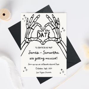Til Death Do Us Part Invite, Halloween wedding Save The Date Gothic Save The Date Invite Template, Editable Spooky Save The Date Card Scary