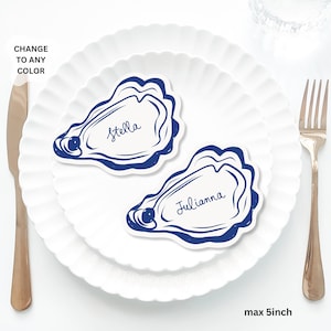Oyster Place Cards Template, Whimsical Place Card, Oyster PlaceCard, Oyster Editable Table, Blue oyster drawn quirky place card wedding