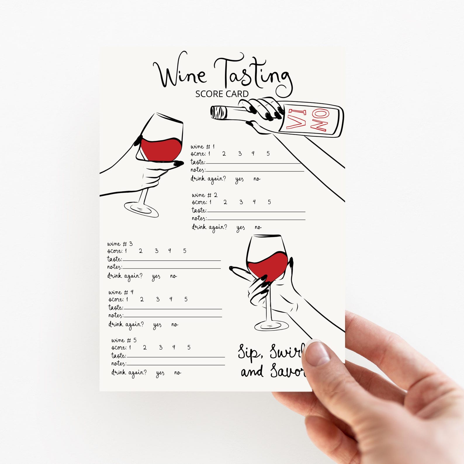 Wine Tasting Score Card Template, Adults Wine Tasting Game, Hens Party ...
