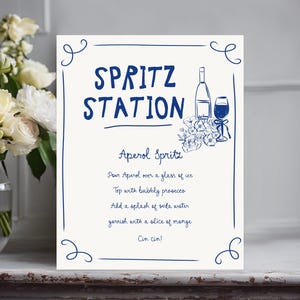 Aperol Spritz Bar Sign, Spritz Signature Drink Bar Menu Sign Template, Bridal Cocktail sign Bridal Shower spritz station Sign something blue