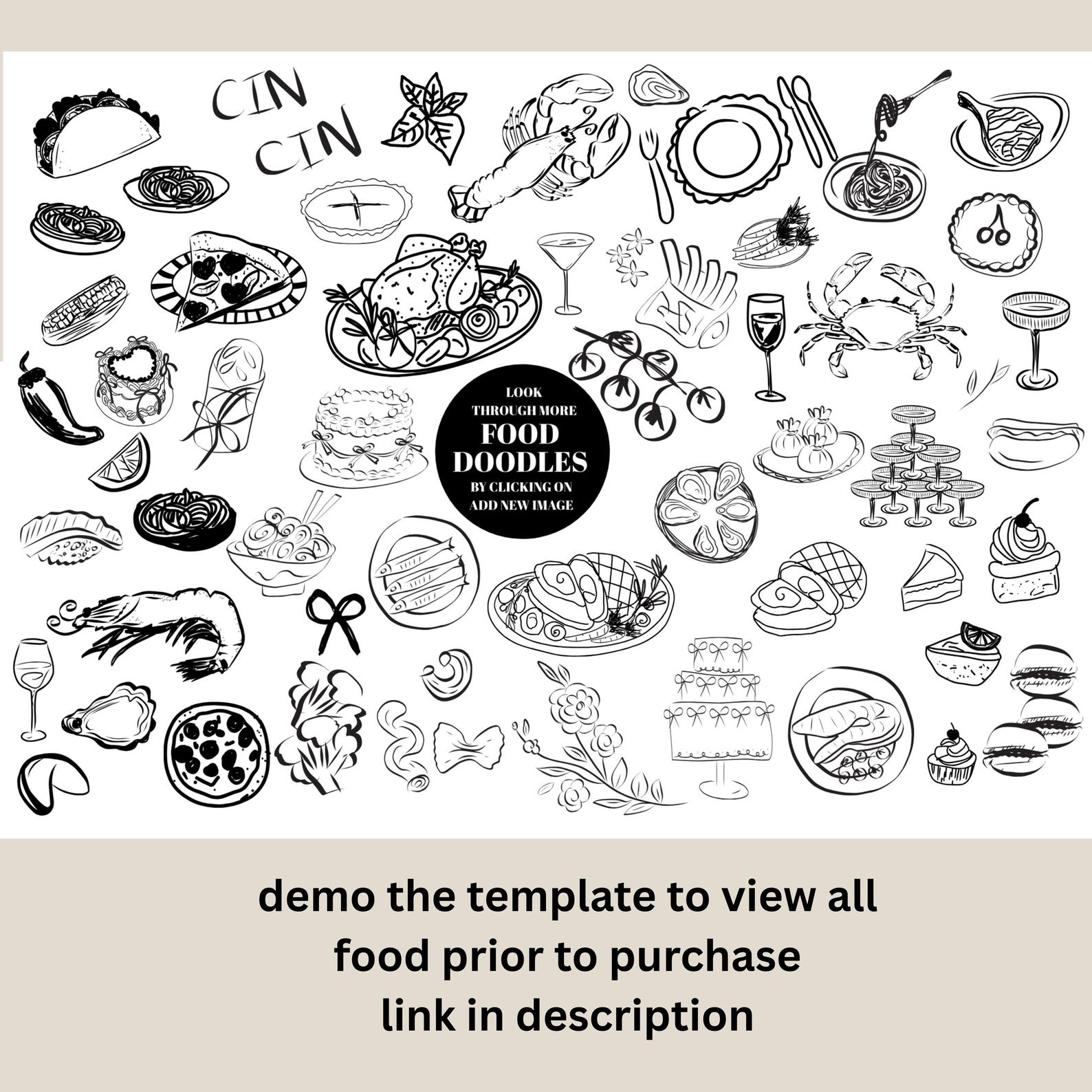 Whimsical Wedding Menu Template Printable, Hand Drawn Line Art ...
