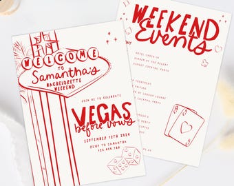 Las Vegas Bachelorette Itinerary Template: Casino Theme (Digital Download 7x5in PDF/JPG)