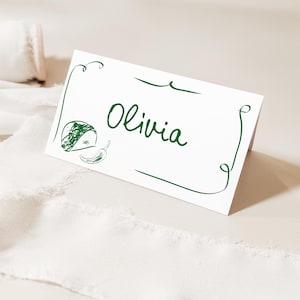 Whimsical Taco Place Cards Template, Mexican themed Editable Place Card, taco bout love Place Card, Green taco Table Name Card, food label