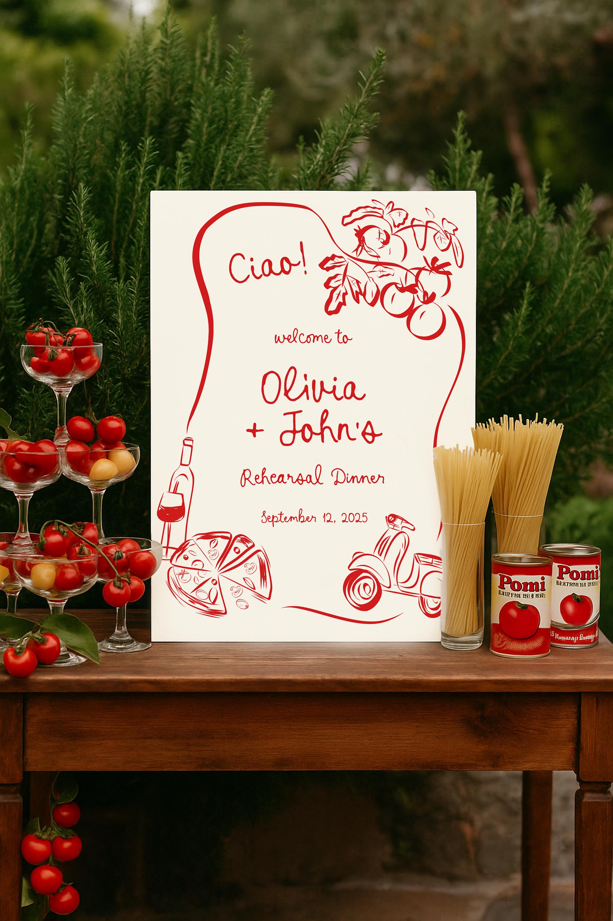 That's Amore Rehearsal Dinner Welcome Sign, That's Amore Rehearsal