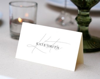 MINIMAL Wedding Place Cards Template, Editable Place Card, Black and White Wedding Place Card, Editable Wedding Table Name Card