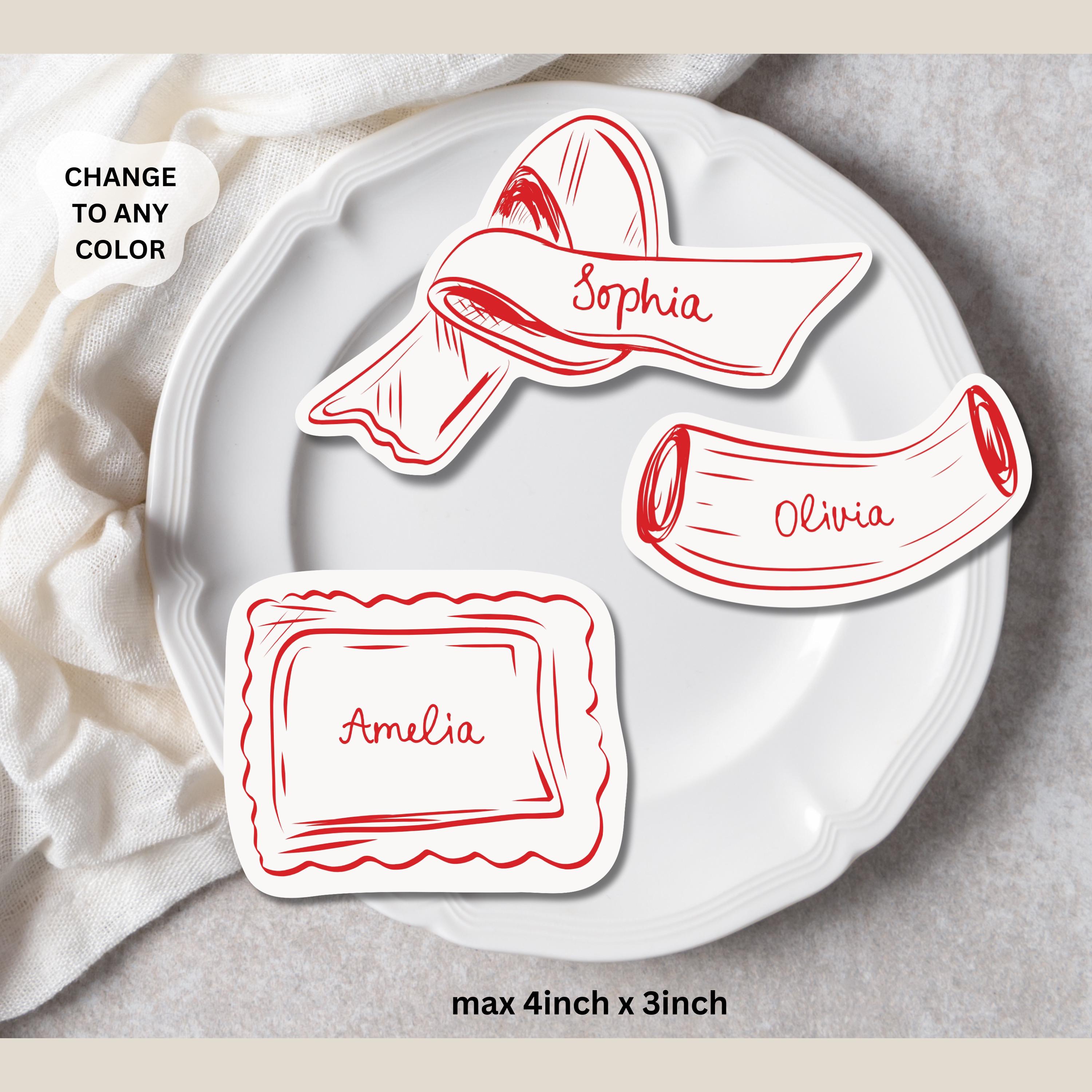 Pasta Place Cards Template, Whimsical Place Card, Pasta Shapes Place ...