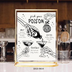 Drinks Menu Template, Til death do us party Bar Menu, Halloween spooky menu drawn, Bride or die drinks menu sign, potions cocktail menu