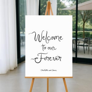Hand Drawn Wedding Welcome Sign Template, Welcome to our forever whimsical welcome sign, Illustrated wedding Decor drawn retro inspired