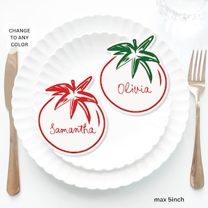 Tomato Place Cards Template, Whimsical Place Card, tomato shapes Place Card, pizza theme bridal Table Italian Pasta Bridal shower place card