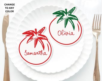 Tomato Place Cards Template, Whimsical Place Card, tomato shapes Place Card, pizza theme bridal Table Italian Pasta Bridal shower place card