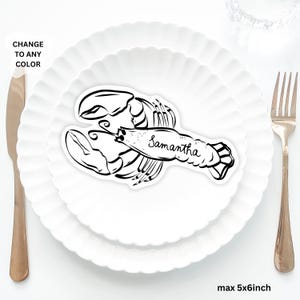 Cray fish Place Cards Template, Whimsical Place Card, Lobster PlaceCard, Craw fish Editable Table, Cray drawn quirky place card wedding card