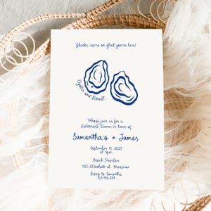 Oyster and Roast Rehearsal Dinner Invitation Template, Rehearsal dinner oyster Party Invite, Oyster engagement invite Shucks, we&#39;re so glad