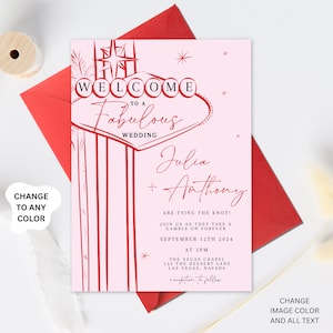 Las Vegas Wedding Invitation template, We are getting Hitched Vegas wedding Invite Lucky in love, Perfect Match, Vintage Wedding Stationery