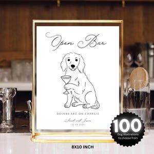 Dog Signature Drinks Sign Template, Pet Signature Cocktail Sign, Wedding Bar Menu Sign with Pets, Pets Drinks Bar menu, drawn dog bar sign