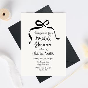 Bow Bridal shower invitation template, Tying the knot Bridal Shower Invitation, bow Bridal Invite, Whimsical party invite Bow bridal brunch