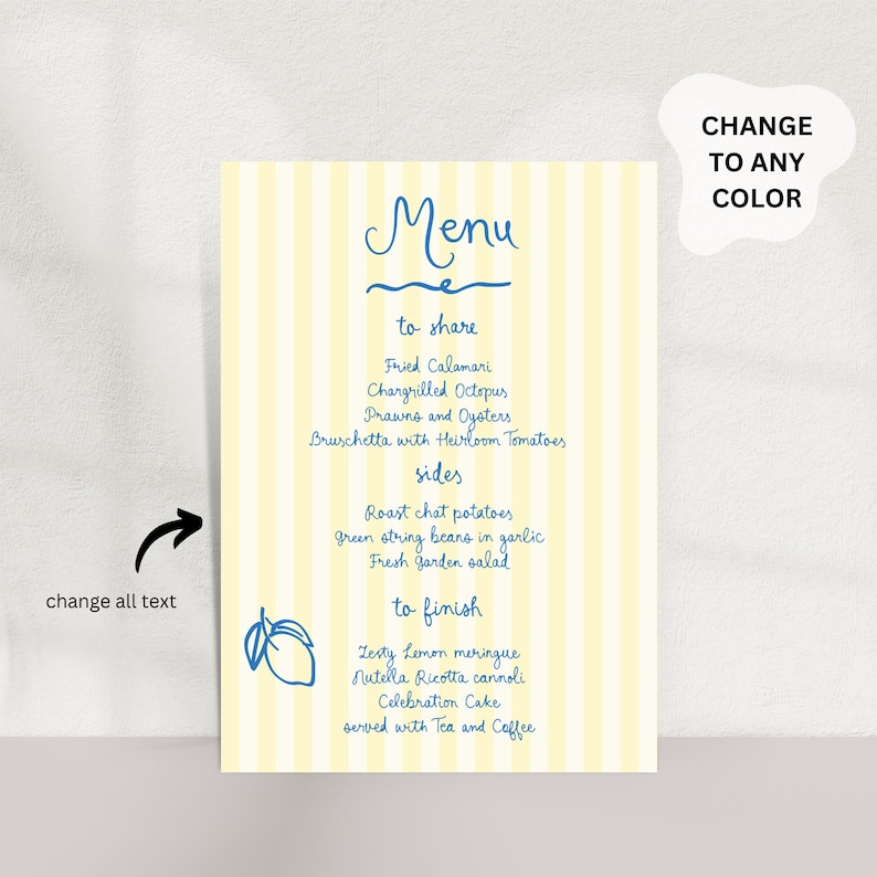 Lemon Place Cards Template Lemon Amalfi Mediterranean Table Name Card ...