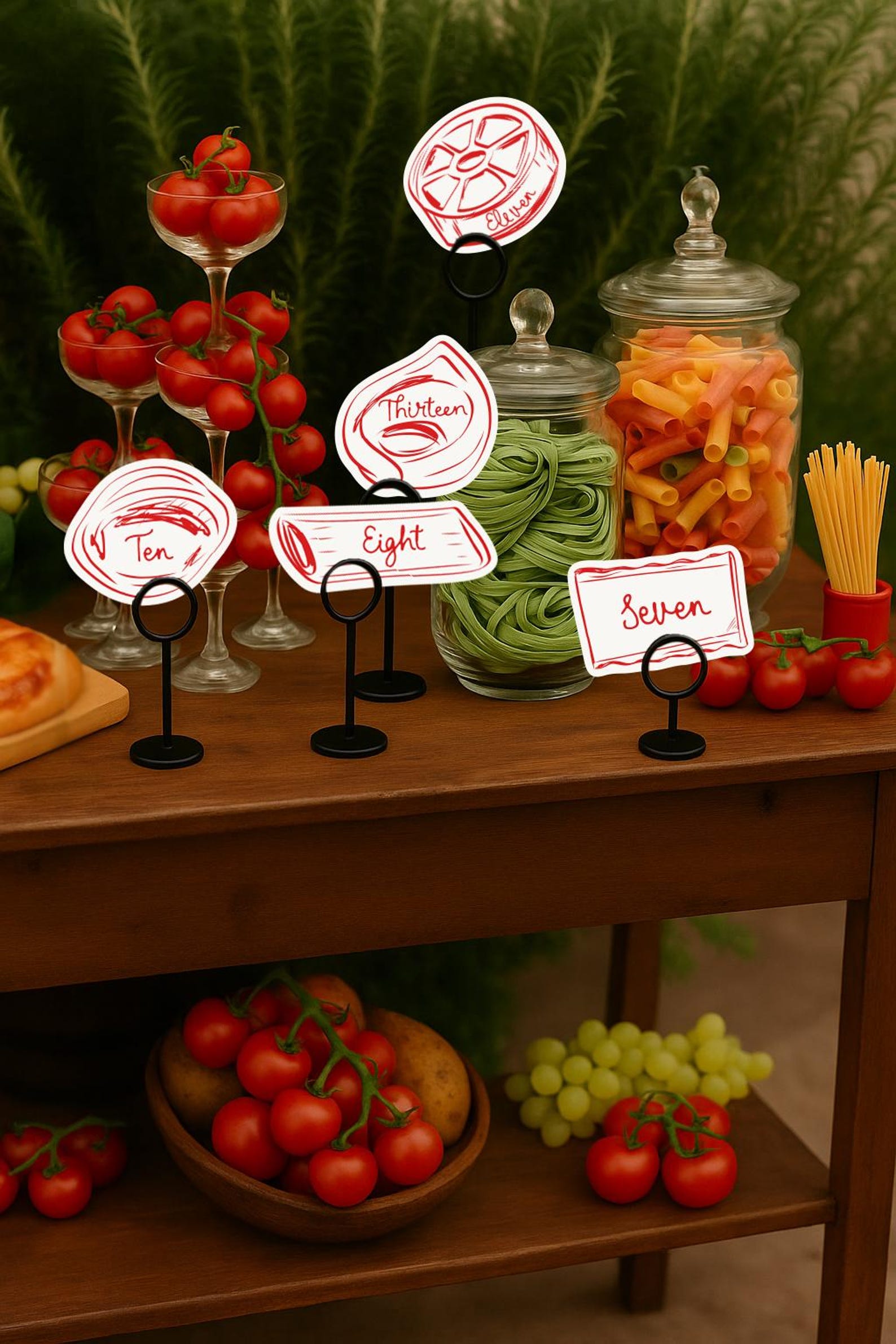 Pasta Table Number Cards Template: Italian Wedding Place Cards (digital ...