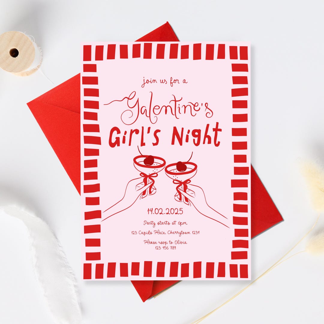 Galentine's Girls Night Invitation Template, Galentine's Day Party ...