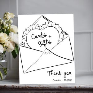Cards and Gifts Sign Printable, Whimsical Gift Table Sign, Modern hand drawn Cards and Gifts Sign wedding Template, Wedding gifts sign drawn