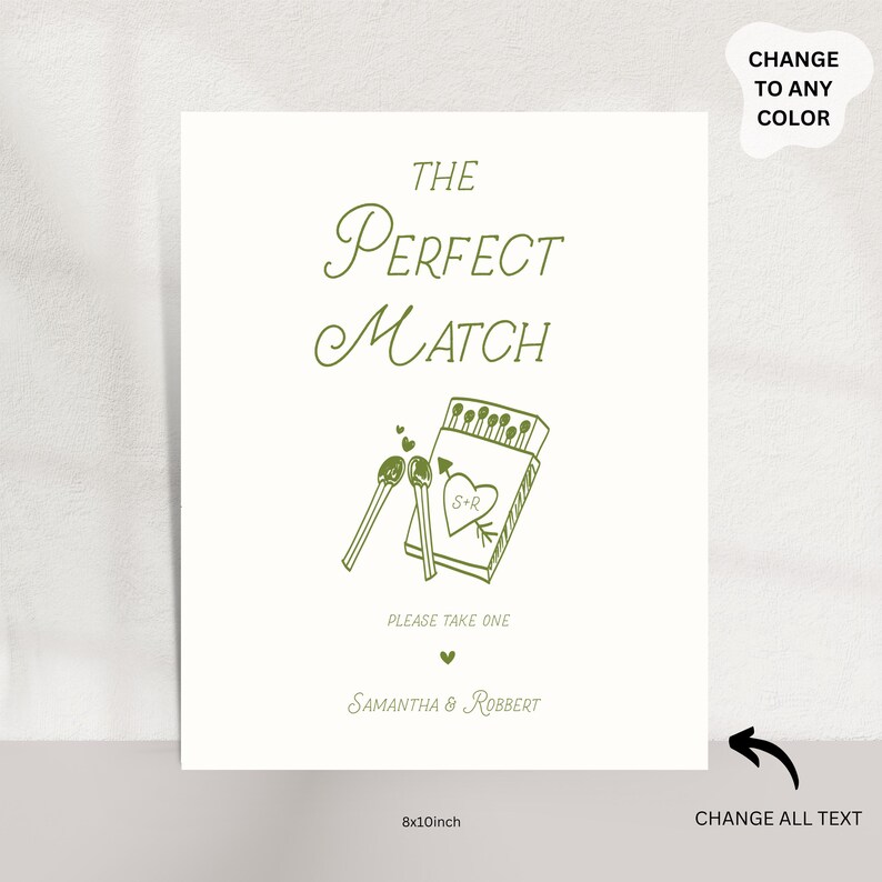 Wedding Matches Sign Template, Whimsical Wedding Reception Table Sign ...
