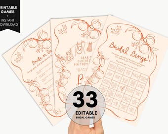 Love at first spritz Bridal Shower games bundle, 33 Editable orange Bridal Shower Games Bundle, Citrus Bridal Shower Games, Citrus games